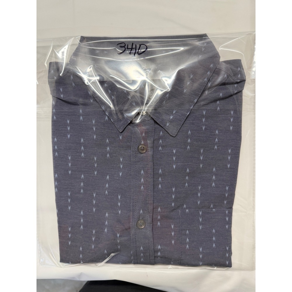 Vuori Mens Bridge Button Down Shirt Gray Geometric Pattern Short Sleeve V184 L - Picture 8 of 8